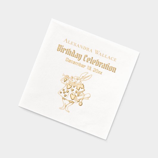 Witte Konijn Alice in Wonderland Verjaardag Pty Na Folie Servetten (Links)