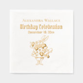 Witte Konijn Alice in Wonderland Verjaardag Pty Na Folie Servetten (Voorkant)