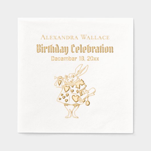Witte Konijn Alice in Wonderland Verjaardag Pty Na Folie Servetten (Voorkant)