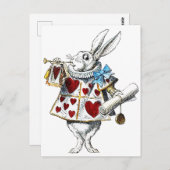 Witte Konijn Alice Wonderland Harten Briefkaart (Voorkant / Achterkant)