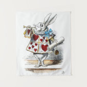 Witte Konijn Alice Wonderland Harten Wandkleed (Voorkant)