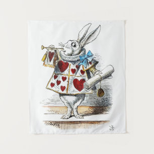 Witte Konijn Alice Wonderland Harten Wandkleed