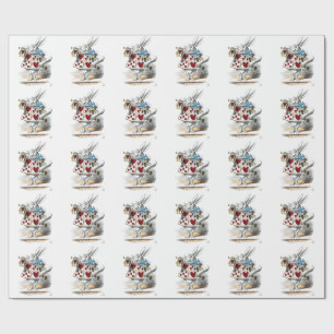 Witte Konijn Alice Wonderland Hartenkonijn Cadeaupapier