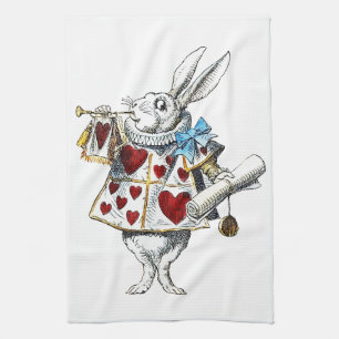 Witte Konijn Alice Wonderland Hartenkonijn Theedoek
