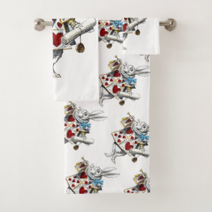 Witte Konijn Alice Wonderland Hartenslag Konijn Bad Handdoek