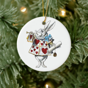 Witte Konijn Alice Wonderland Hartenslag Konijn Keramisch Ornament