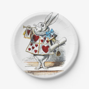 Witte Konijn Alice Wonderland Hartenslag Konijn Papieren Bordje