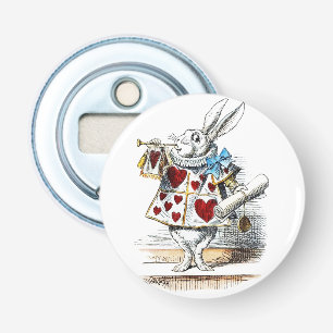 Witte Konijn Alice Wonderland Hartenspel Konijn Button Flesopener