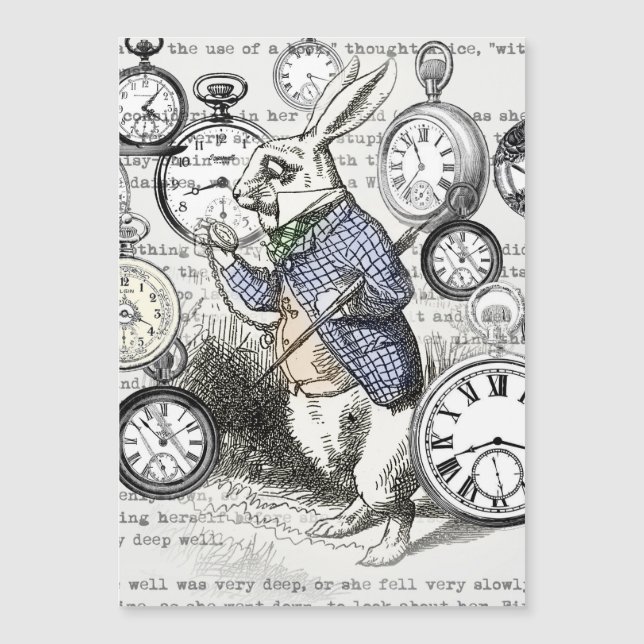 Witte Konijn Alice Wonderland Klokken Kunst (Voorkant)