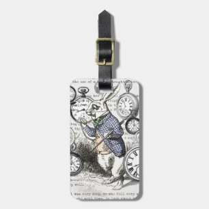 Witte Konijn Alice Wonderland Klokken Kunst Bagagelabel