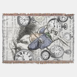 Witte Konijn Alice Wonderland Klokken Kunst Deken
