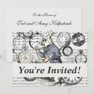 Witte Konijn Alice Wonderland Klokken Kunst Kaart