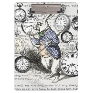 Witte Konijn Alice Wonderland Klokken Kunst Klembord