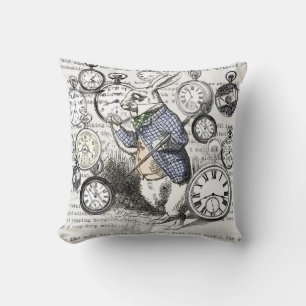 Witte Konijn Alice Wonderland Klokken Kunst Kussen