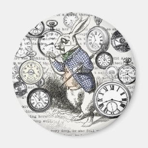 Witte Konijn Alice Wonderland Klokken Kunst Magneet