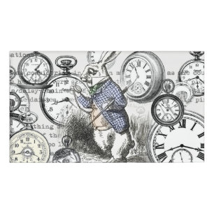 Witte Konijn Alice Wonderland Klokken Kunst Naambadge