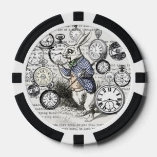 Witte Konijn Alice Wonderland Klokken Kunst Poker Chips