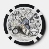 Witte Konijn Alice Wonderland Klokken Kunst Poker Chips (Achterkant)