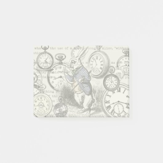 Witte Konijn Alice Wonderland Klokken Kunst Post-it® Notes (Voorkant)