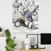 Witte Konijn Alice Wonderland Klokken Kunst Poster (Thuiskantoor)