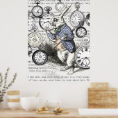 Witte Konijn Alice Wonderland Klokken Kunst Poster (Keuken)