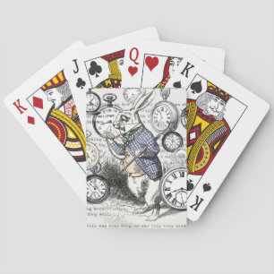 Witte Konijn Alice Wonderland Klokken Kunst Speelkaarten