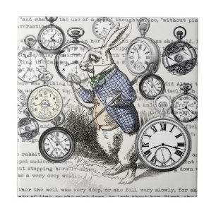 Witte Konijn Alice Wonderland Klokken Kunst Tegeltje