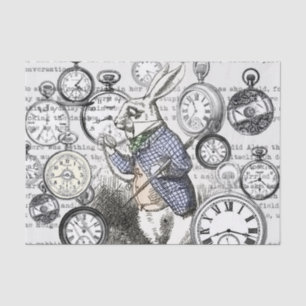 Witte Konijn Alice Wonderland Klokken Kunst Tissuepapier