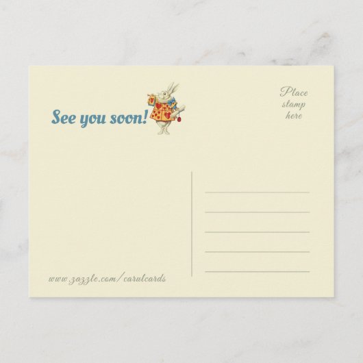 Witte Konijn als valentijns-heraut CC0675 Tenniel Feestdagenkaart (Achterkant)