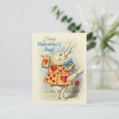 Witte Konijn als valentijns-heraut CC0675 Tenniel Feestdagenkaart (Staand voorkant)