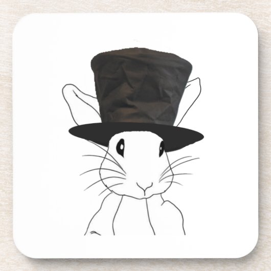 Witte Konijn Bier Onderzetter (Voorkant)