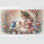 Witte Konijn Bos Klok Collectie Decoupage Tissuepapier (Voorkant)