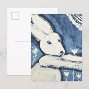 Witte konijn briefkaart