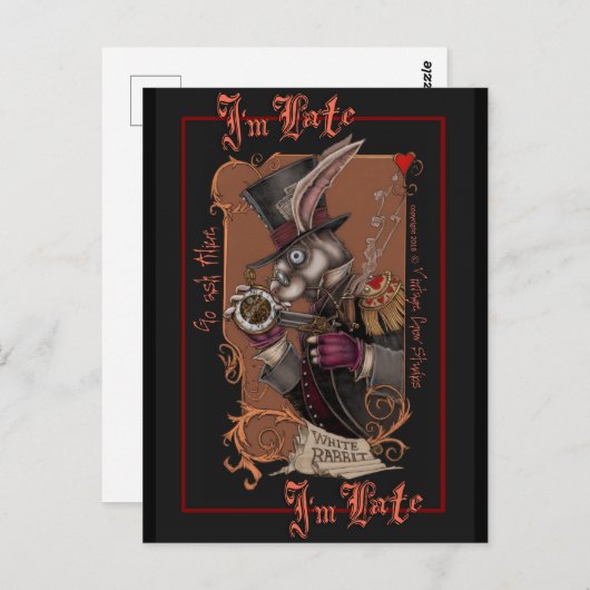 Witte konijn briefkaart (Voorkant / Achterkant)