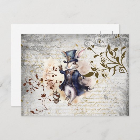 Witte konijn briefkaart (Voorkant / Achterkant)