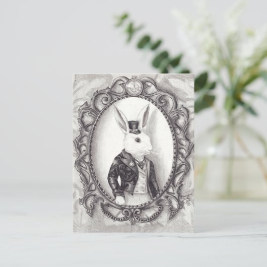 Witte konijn - Briefkaart (Staand voorkant)