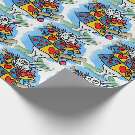 Witte konijn cadeaupapier (Hoek)