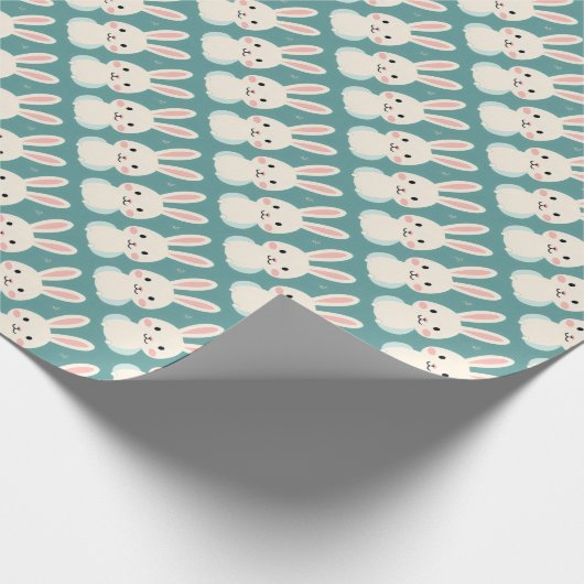 Witte konijn cadeaupapier (Hoek)