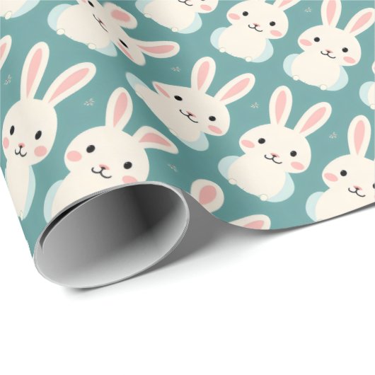 Witte konijn cadeaupapier (Rol Hoek)