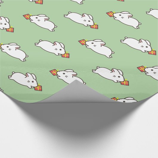 Witte konijn cadeaupapier (Hoek)