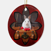 Witte konijn eerste kerst keramisch ornament (Links)