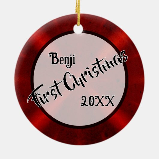 Witte konijn eerste kerst keramisch ornament (Achterkant)