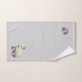 Witte konijn en Apple Flowers op Light Grey Bad Handdoek (Handdoek)