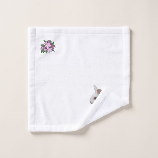 Witte konijn en Apple Flowers op White Bad Handdoek (Wasdoekje)