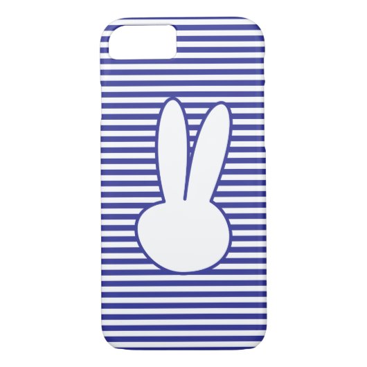 Witte konijn en Blauwe strepen Case-Mate iPhone Case (Achterkant)