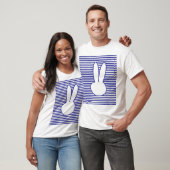 Witte konijn en Blauwe strepen T-shirt (Unisex)