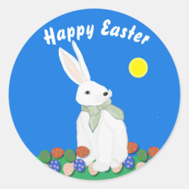 Witte Konijn en Eieren Ronde Sticker