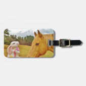 Witte konijn en Gele Paarden Bagagelabel (Voorkant horizontaal)