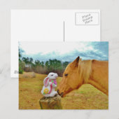 Witte konijn en Gele Paarden Briefkaart (Voorkant / Achterkant)
