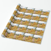 Witte konijn en Gele Paarden Cadeaupapier (Uitgerold)